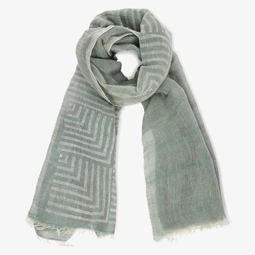 心艺手作：橄榄绿印花围巾 Olive Green Block Printed Scarf 商品图2