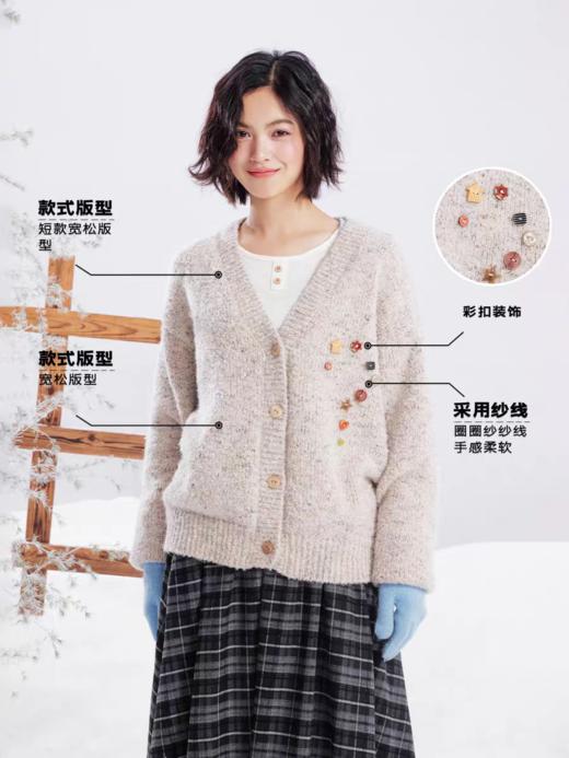 马得工地/MDGDMY141451/圈圈纱装饰纽扣毛衣开衫 商品图1