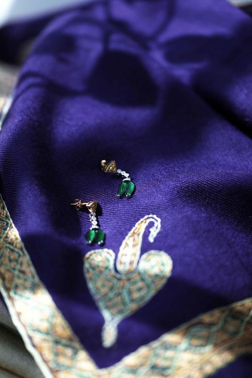 老坑高冰蓝绿翡翠 | 郁金香耳环 商品图3