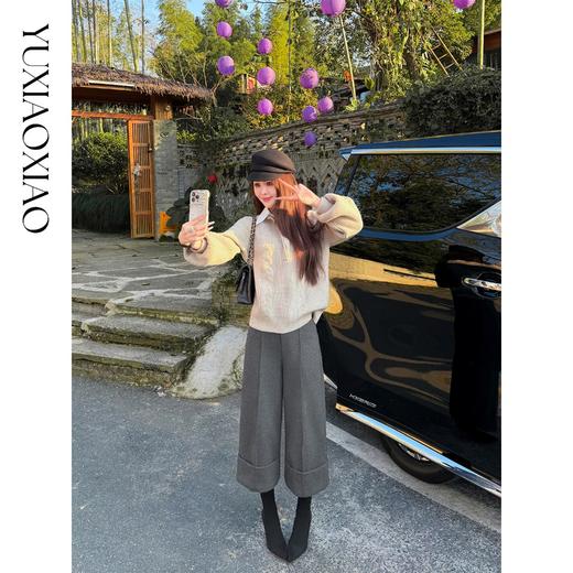 余潇潇【高街出行】羊毛混纺都市休闲贴肤厚实时髦女士七分裤秋冬 商品图2