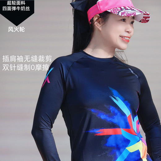 风火轮超轻透气速干加长护腕手表孔修身跑步运动长袖女 商品图2