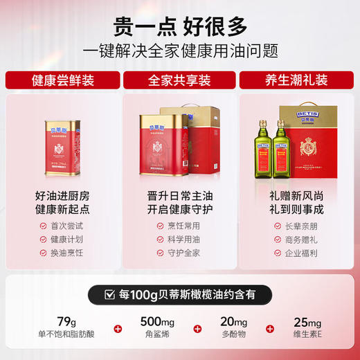 贝蒂斯特级初榨橄榄油罐装1L*2礼盒 商品图4