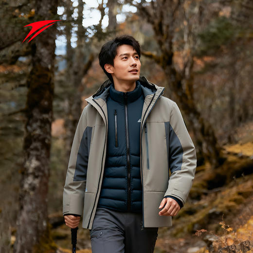 金莱克90白鸭绒可脱卸冲锋羽绒服 波司登同款户外三合一羽绒服JLK808 商品图2