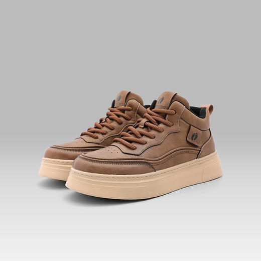 HANGTEN欢腾秋冬男士复古时尚高帮厚底增高休闲通勤板鞋B5227025DD 商品图0