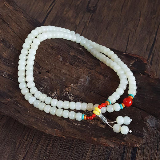 【天然正品】天然新疆料细腻桶珠约9.2MM和田玉珠串项链9.2MM（皆取最大值）链长：44CM女士311025AH21 商品图2