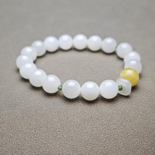 和田玉青海料冰底羊脂玉10mm招财转运手串 1122-23 商品图3