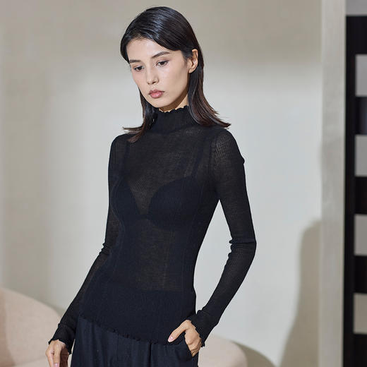 超轻薄羊绒半高领打底衫  SJF97W246N 商品图6