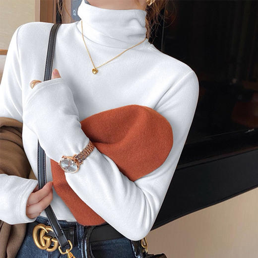 【买一送一】秋冬人手必备 超值2件装 双面保暖德绒高领打底衫长袖t恤女秋冬新款气质内搭加绒加厚上衣打底体恤衫 商品图6