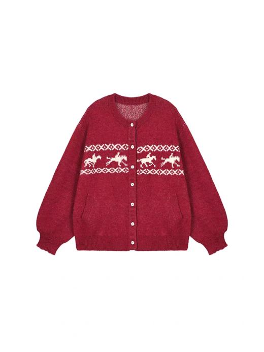 马得工地/MDGDMY141458/新年马赛克小马毛衣开衫 商品图3