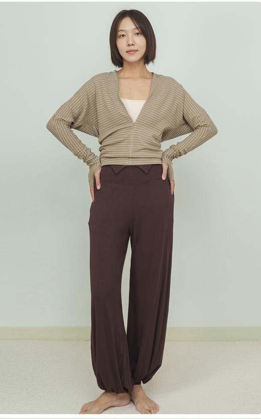 AddOne+1New瑜伽休闲大V领条纹针织长袖羊绒混纺 商品图2