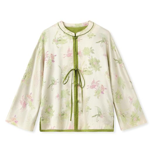 SS NY012国风雅致蝴蝶提花上衣新中式立领系带外套 商品图4