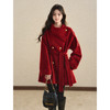 鹿向南「寒香梅花」红色毛呢外套女秋冬新款气质中长款设计感大衣 商品缩略图0