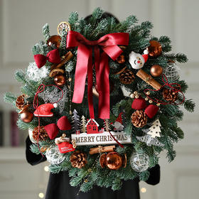 【时尚独特的设计❗️点亮你的圣诞夜】圣诞节装饰品创意圣诞花环门挂藤条橱窗氛围场景布置圣诞树挂件。ja