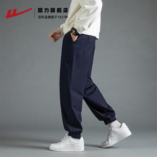 回力休闲裤男士2025春夏款纯棉百搭束脚裤高街九分裤子黑色工装裤 商品图2