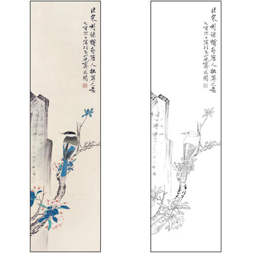 工笔画白描底稿于非闇花鸟《花鸟》临摹勾线高清打印稿FA46 商品图0