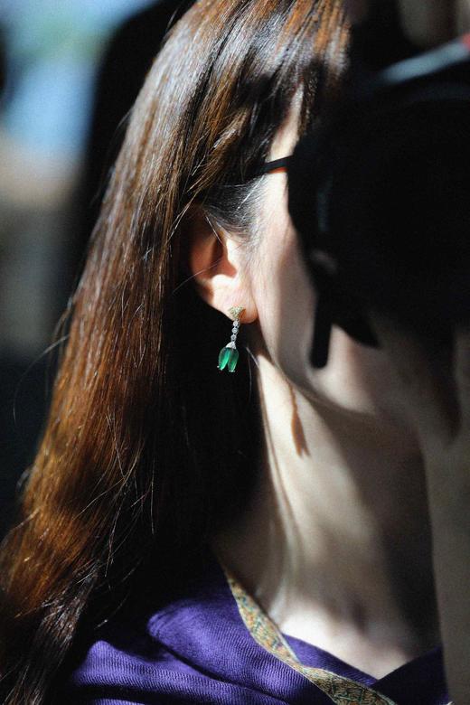 老坑高冰蓝绿翡翠 | 郁金香耳环 商品图6