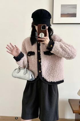 LNNNS 毛绒加厚撞色优雅小香风外套 21302