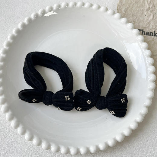 简约百搭闪钻饰蝴蝶结对装皮筋-纪念日百货门店同款167747721 商品图1
