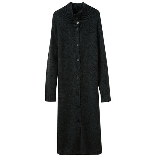 三彩2025冬季新款针织裙立领纽扣连衣裙宽松直筒中长裙M 商品图4