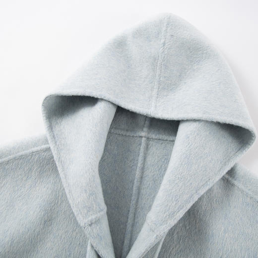 QH965斯尔丽2025新款一手长松弛老钱风兜帽轻柔羊毛大衣 商品图7