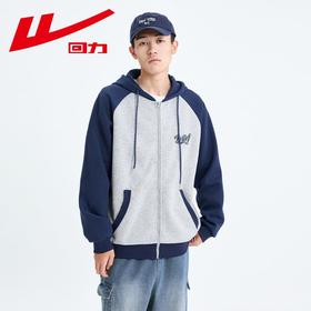 回力撞色连帽卫衣男2025春季新款美式休闲插肩袖外套宽松潮牌上衣