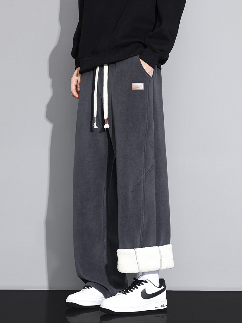 【GZ】无忧购羊驼绒裤子男士秋冬季保暖加绒加厚直筒裤29188#（截单后5-7天发货）