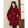 鹿向南「寒香梅花」红色毛呢外套女秋冬新款气质中长款设计感大衣 商品缩略图3