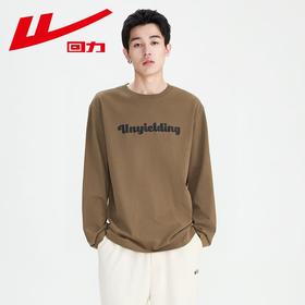 回力纯棉长袖t恤男2025春季新款美式复古圆领卫衣内搭打底衫上衣