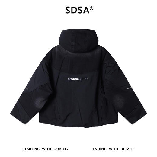 H909SDSA秋冬新款痞帅男装美式高街连帽羽绒服拼接撞色宽松潮牌外套 商品图5