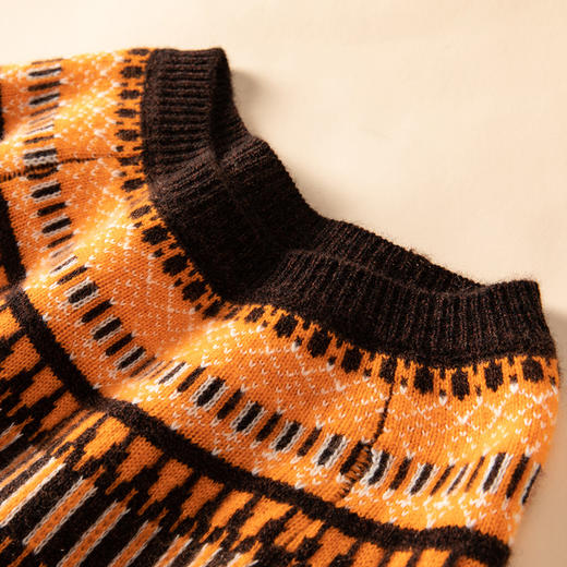 苏格兰小镇~复古费尔岛提花100%纯山羊绒衫女冬季新款针织毛衣 商品图3