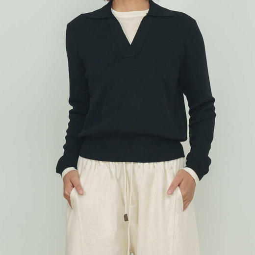 AddOne+1New早秋休闲日常翻领假两件针织衫长袖混纺羊毛柔软 商品图1