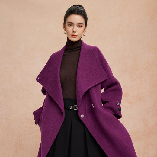 QH931斯尔丽25秋季新款软糯保暖简洁大方INS爆款气质高雅大衣 商品图4