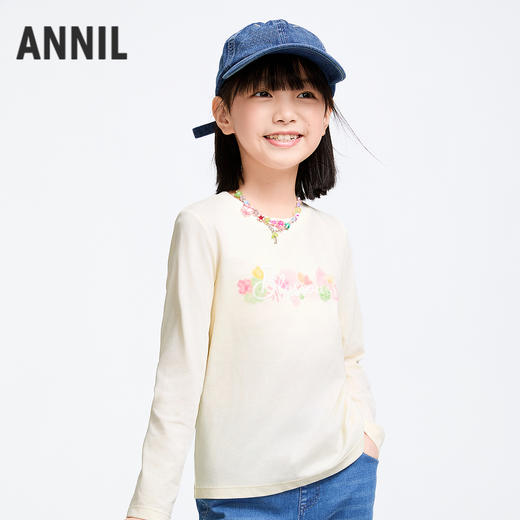 女童圆领长袖针织衫春季新款安奈儿童装EG611615 商品图2
