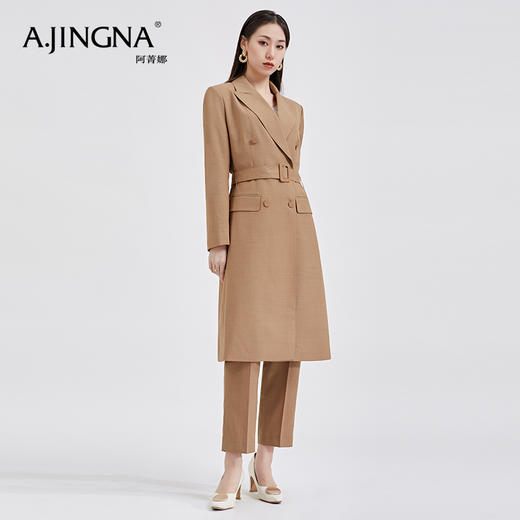 【积分兑换】阿菁娜经典平驳领西装式风衣修身优雅简约中长款大衣A27C205019.1 商品图3