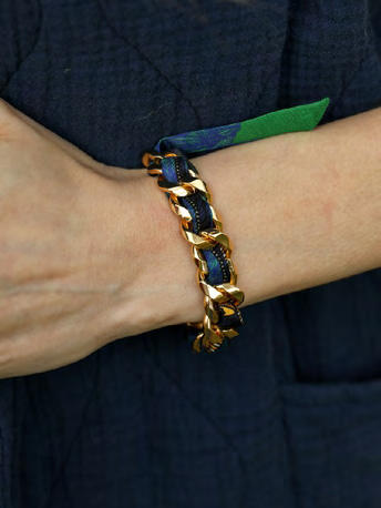 订购14周到｜AN-NEE-BRG-DECEMBRE-绿调 波西米亚 1cm 丝巾手镯［法国设计师］ 商品图0