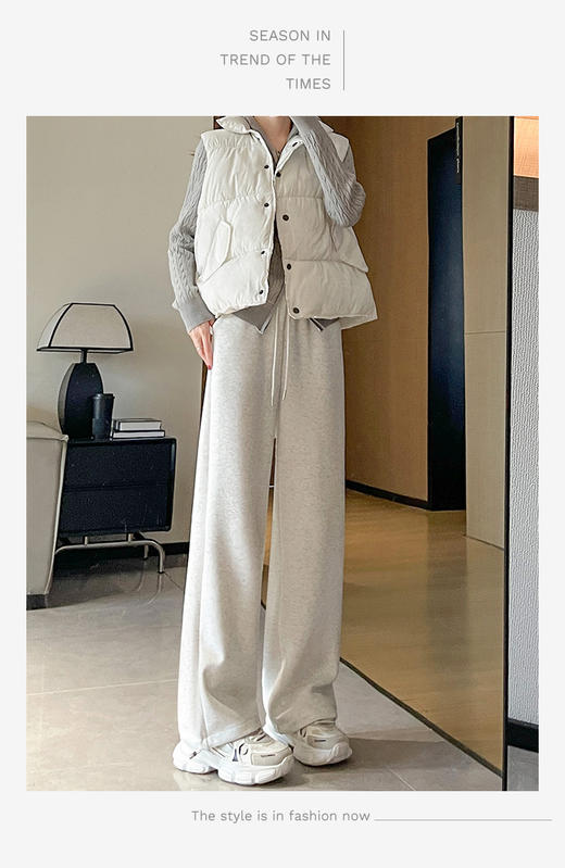 【YW】无忧购秋冬季加绒抽绳两穿窄版直筒运动裤女8802#（截单后3-5天发货） 商品图5