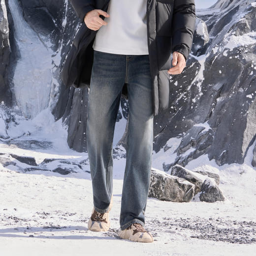 半身缘男裤 冬季时尚高弹复古宽松版型直筒牛仔裤254101P10130105 商品图1