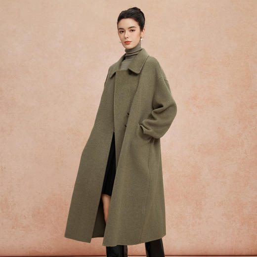 QH927斯尔丽25新款性强韩版H廓形简洁大方高雅气质长大衣 商品图6