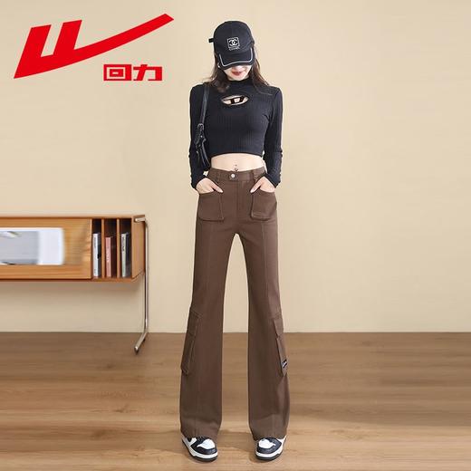 回力美式工装裤女款2025秋季新款小个子运动休闲裤高腰显瘦喇叭裤 商品图5