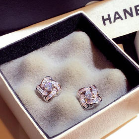 E002144新款时尚韩国银针耳环超闪镶锆几何型气质耳钉耳坠女