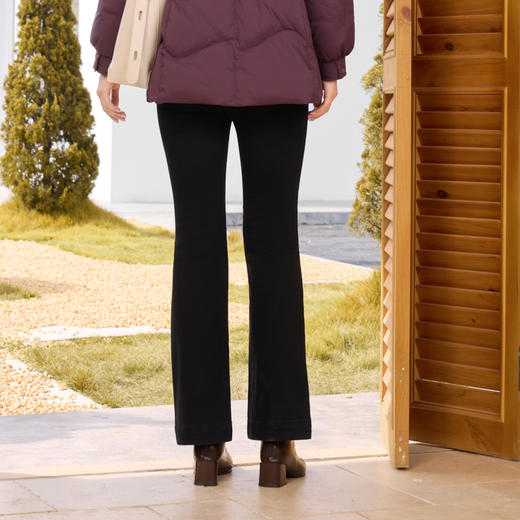 半身缘女裤 冬季显瘦百搭舒适保暖喇叭牛仔裤254102M10120066 商品图1