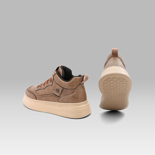 HANGTEN欢腾秋冬男士复古时尚高帮厚底增高休闲通勤板鞋B5227025DD 商品图4