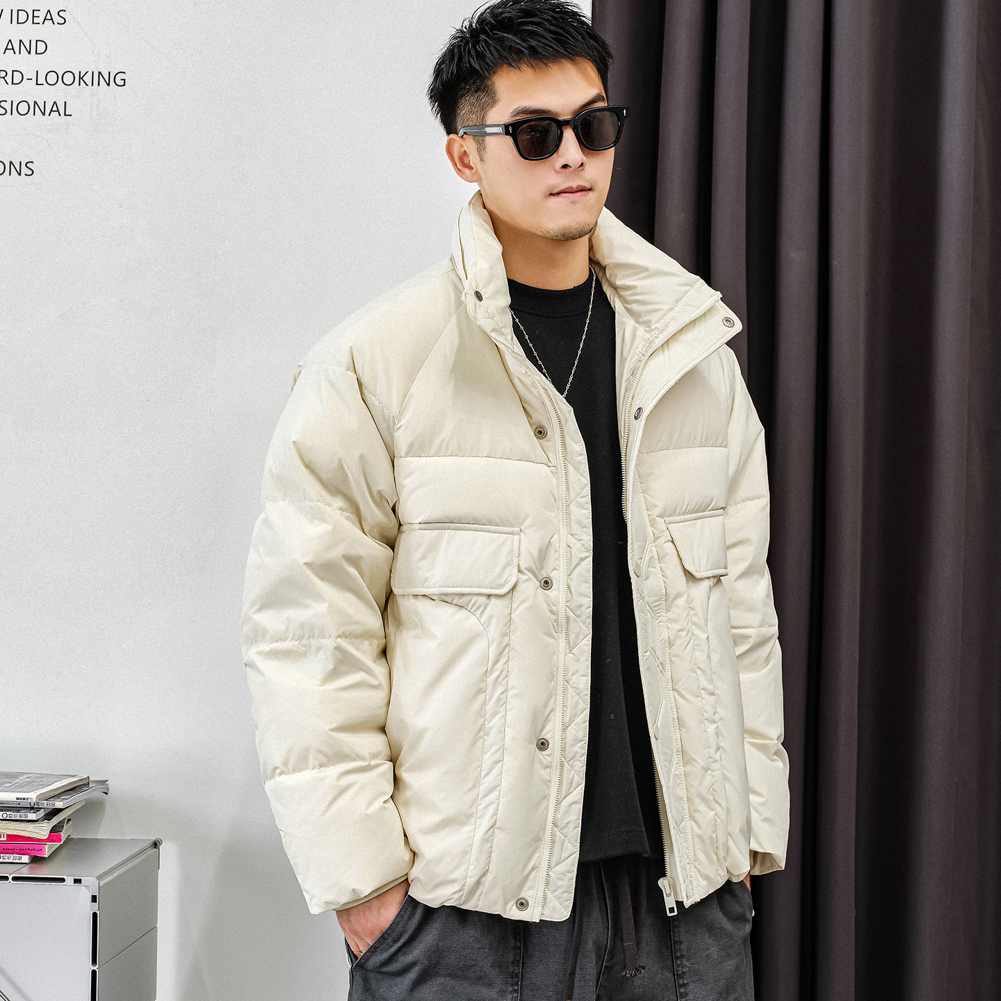 徐太浪【辑行设计 大口袋】厚款羽绒服男冬季大码保暖防寒服外套