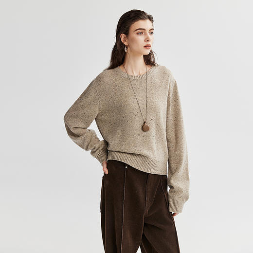 棉仓_366605032初棉25秋百分百羊毛圆领套头针织衫 商品图1