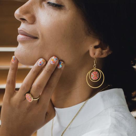 心艺手作：皇冠金“努苏姆”系列耳环 Crown Gold Nuusum Earrings in Blue/Pink/Teal 商品图3