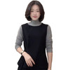 A8-1175 半高领假两件拼色T恤衫秋冬款休闲宽松女装减龄设计感打底衫上衣 商品缩略图4