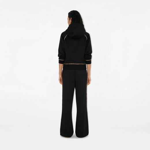 BURBERRY 巴宝莉 女士马术骑士徽标刺绣格纹装饰棉质混纺拉链连帽外套 黑色 8109720 A1189 商品图5