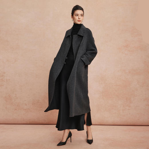 QH927斯尔丽25新款性强韩版H廓形简洁大方高雅气质长大衣 商品图11