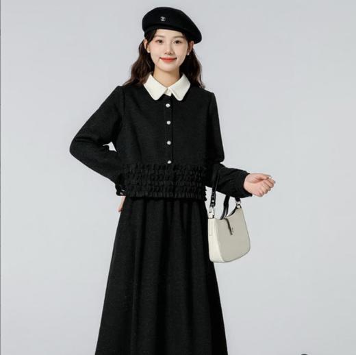 奢姿大码女装2025冬季荷叶边减龄翻领套装胖妹妹轻奢时尚两件套9954953985 商品图0