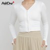 AddOne +1瑜伽普拉提运动大V领罗纹高弹短款拉链长袖外搭 商品缩略图0